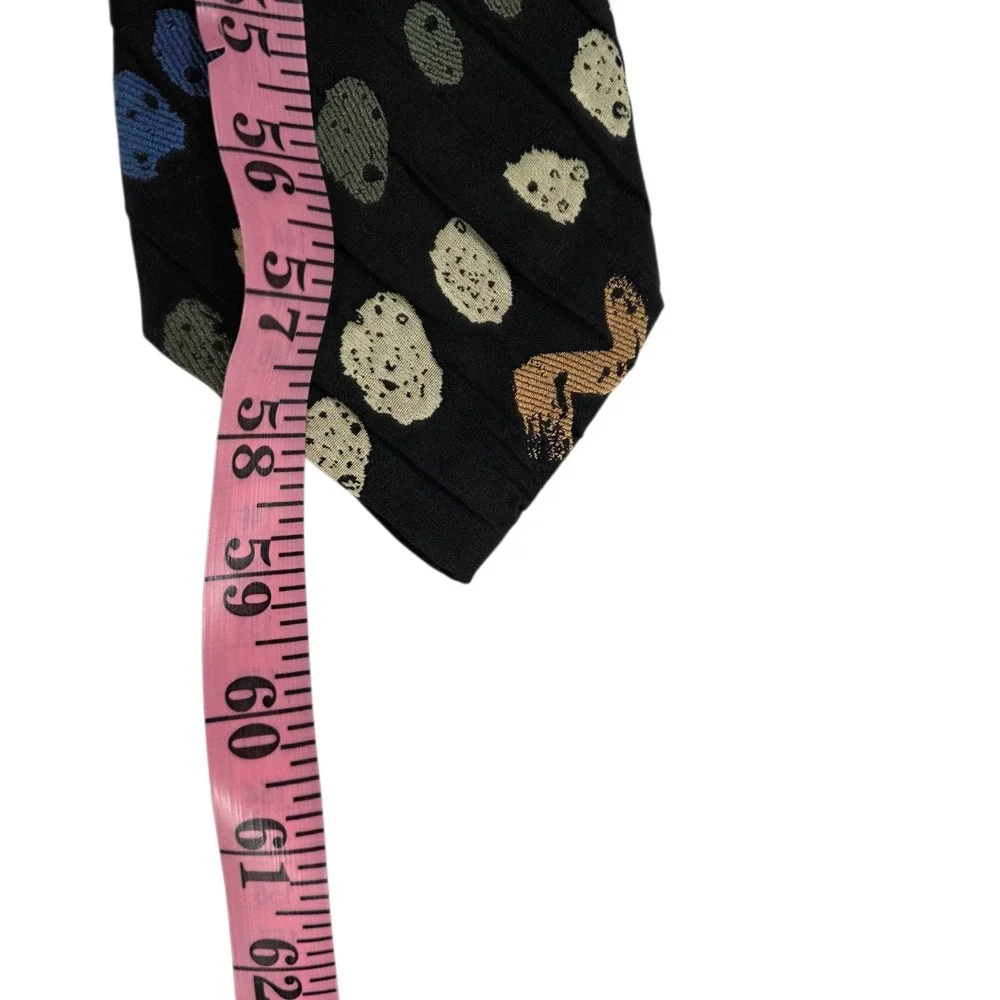 Emanuele Cravatte Limited Edition Mens Necktie‎ Folded Black Geometric Abstract